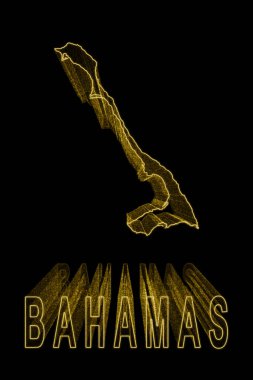 Bahamalar Haritası, Siyah Arkaplan Altın Harita, Altın Efekt