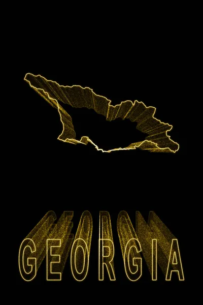 Map Georgia Gold Map Black Background Gold Effect — Stock Photo, Image