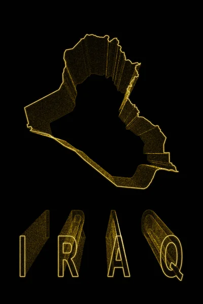 Mapa Irak Mapa Oro Sobre Fondo Negro Efecto Oro —  Fotos de Stock