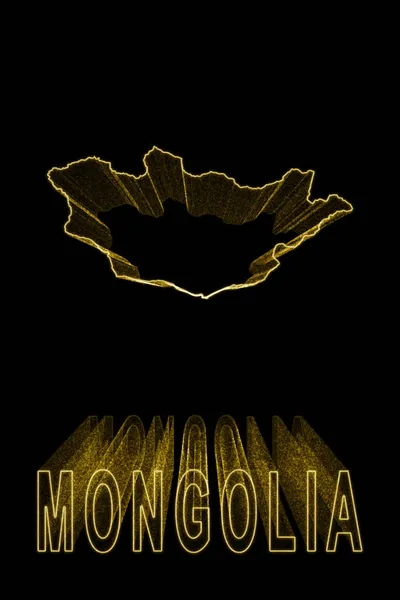 Karte Der Mongolei Goldkarte Auf Schwarzem Hintergrund Goldeffekt — Stockfoto