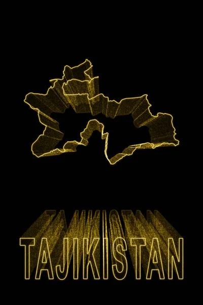 Mapa Tayikistán Mapa Del Oro Sobre Fondo Negro Efecto Del —  Fotos de Stock
