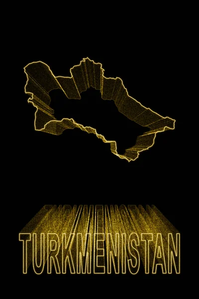 Türkmenisztán Térképe Arany Térkép Fekete Háttér Arany Hatás — Stock Fotó