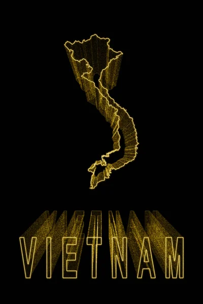 Χάρτης Βιετνάμ Gold Map Black Background Gold Effect — Φωτογραφία Αρχείου
