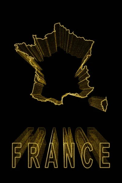 Mapa Francia Mapa Oro Sobre Fondo Negro Efecto Oro —  Fotos de Stock