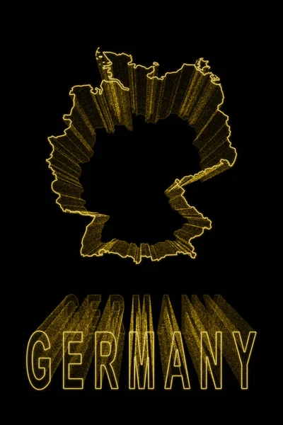 Térkép Németország Gold Map Black Háttér Arany Hatás — Stock Fotó