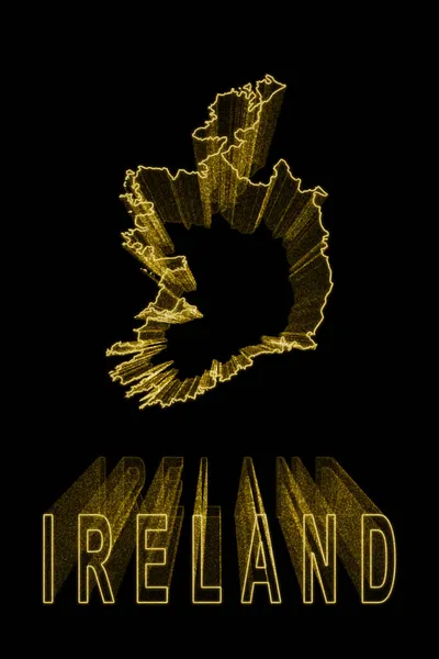 Χάρτης Της Ιρλανδίας Gold Map Black Background Gold Effect — Φωτογραφία Αρχείου