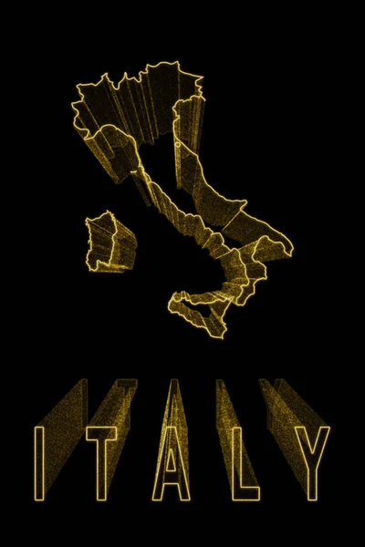 2015 Map Italy Gold Map Black Background Gold Effect — 스톡 사진