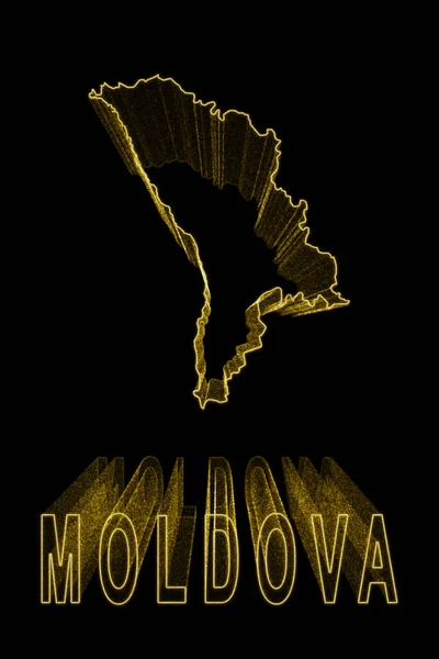 Mapa Moldavia Mapa Oro Sobre Fondo Negro Efecto Oro —  Fotos de Stock