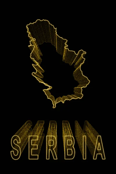Térkép Szerbia Gold Map Black Background Gold Effect — Stock Fotó