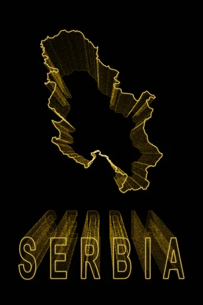 Térkép Szerbia Gold Map Black Background Gold Effect — Stock Fotó