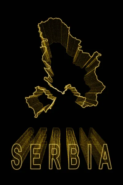 Térkép Szerbia Koszovó Arany Térkép Fekete Háttér Arany Hatás — Stock Fotó