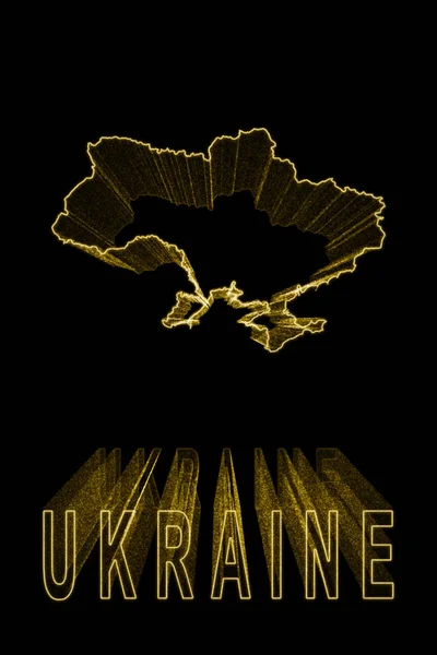 2014 Map Ukraine Gold Map Black Background Gold Effect — 스톡 사진