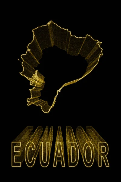 Map Ecuador Gold Map Black Background Gold Effect — Stock Photo, Image