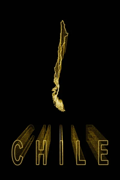 Map Chile Gold Map Black Background Gold Effect — Stock Photo, Image