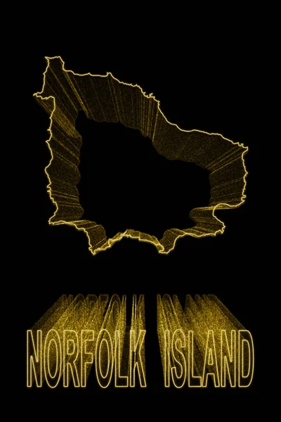 Norfolk Sziget Térképe Arany Térkép Fekete Háttér Arany Hatás — Stock Fotó