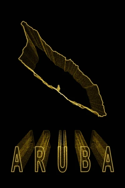 Mappa Aruba Mappa Oro Sfondo Nero Effetto Oro — Foto Stock