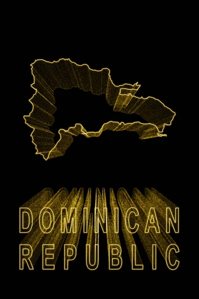 多米尼加共和国地图 金色黑色背景地图 金色效果 — 图库照片