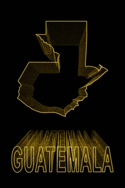 Mapa Gwatemali Złota Mapa Czarnym Tle Złoty Efekt — Zdjęcie stockowe