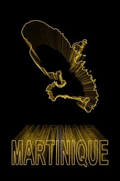Mapa Martinica Mapa Del Oro Sobre Fondo Negro Efecto Oro — Foto de Stock
