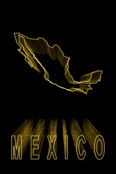 Map Mexico Gold Map Black Background Gold Effect — Stock Photo, Image