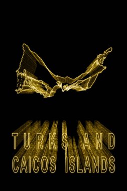 Turks ve Caicos Adaları Haritası, Kara Arkaplan Altın Haritası, Altın Etki