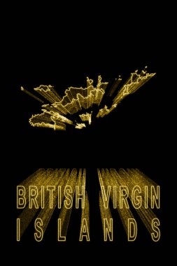 Virgin Adaları Haritası Britanya, Siyah Arkaplan Altın Haritası, Altın Etki