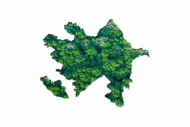 Azerbaycan 'ın Yeşil Orman Haritası, beyaz arkaplanda