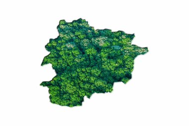 Beyaz arkaplanda, Andorra 'nın Yeşil Orman Haritası