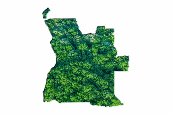 Mapa Floresta Verde Angola Sobre Fundo Branco — Fotografia de Stock