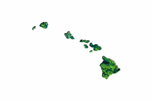 Зелена Лісова Мапа Гаваїв Білому Тлі — стокове фото