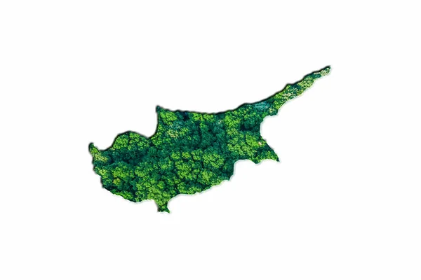 Green Forest Map Cyprus Білому Тлі — стокове фото