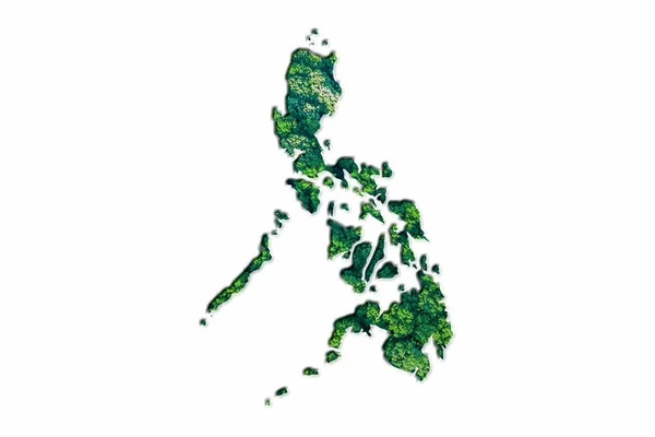 Mapa Floresta Verde Das Filipinas Sobre Fundo Branco — Fotografia de Stock