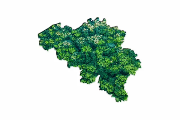 Grüne Waldkarte Von Belgien Auf Weißem Hintergrund — Stockfoto