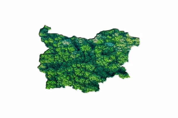 Green Forest Map Bulgaria White Background — Stock Photo, Image