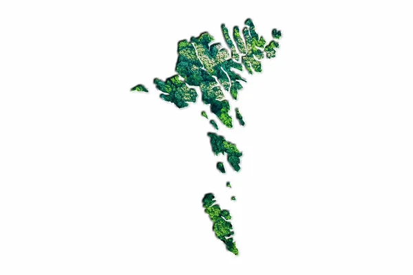 Mapa Del Bosque Verde Las Islas Feroe Sobre Fondo Blanco —  Fotos de Stock