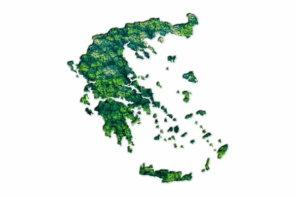Зелена Лісова Мапа Греції Білому Тлі — стокове фото