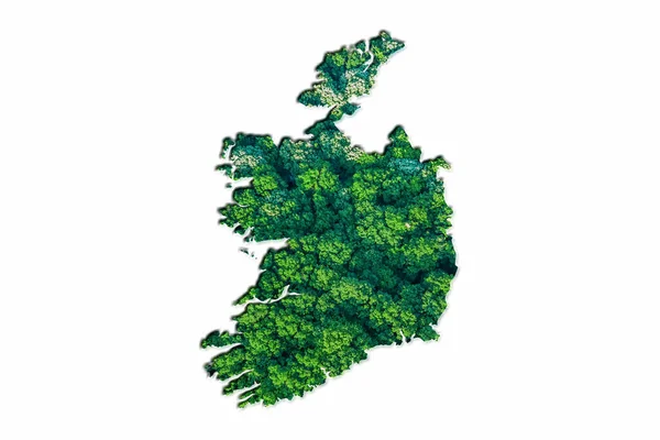 Carte Forêt Verte Irlande Sur Fond Blanc — Photo