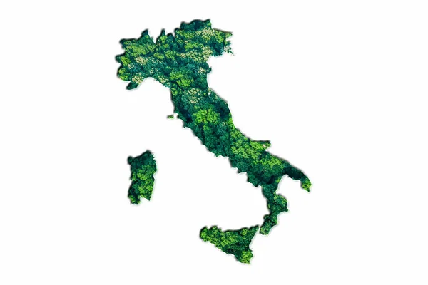 Mapa Del Bosque Verde Italia Sobre Fondo Blanco —  Fotos de Stock