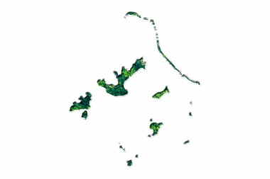 Beyaz arkaplanda Fransız Polinezyası Yeşil Orman Haritası