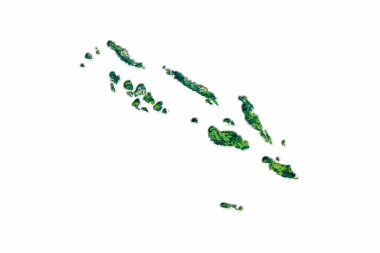 Solomon Adaları 'nın Yeşil Orman Haritası, beyaz arka planda.