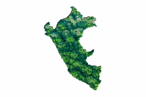 Зелена Лісова Мапа Перу Білому Тлі — стокове фото