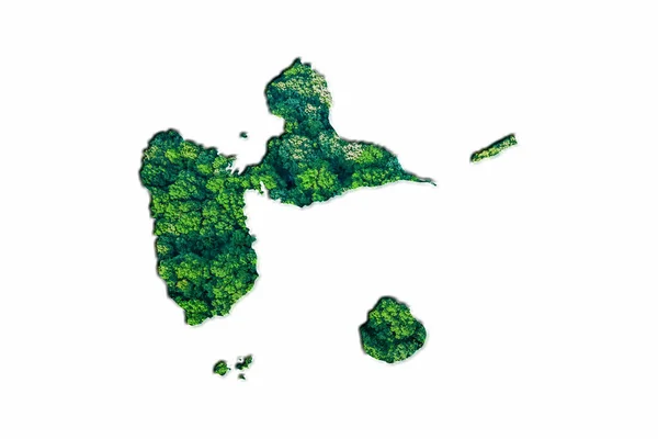 Зелена Лісова Мапа Гваделупи Білому Тлі — стокове фото