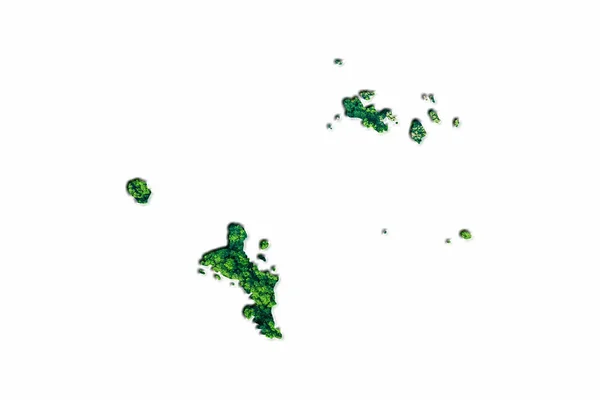 Zöld Erdő Térkép Seychelle Szigetek Fehér Alapon — Stock Fotó