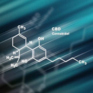 CBD Cannabidiol Yapısal Kimyasal Formül Fütüristik Arkaplan