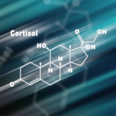 Cortisol Hormone Structural chemical formula futuristic background clipart