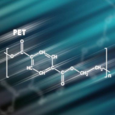 Polietilen tereftalat veya PET Yapısal Kimya Formülü fütüristik arkaplan