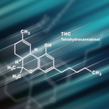 THC Tetrahydrocannabinol Yapısal Kimyasal Formül Fütüristik Arkaplan
