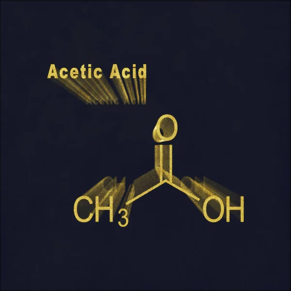 Acetic Acid Structural Chemical Formula Gold Dark Background — Stock Photo, Image