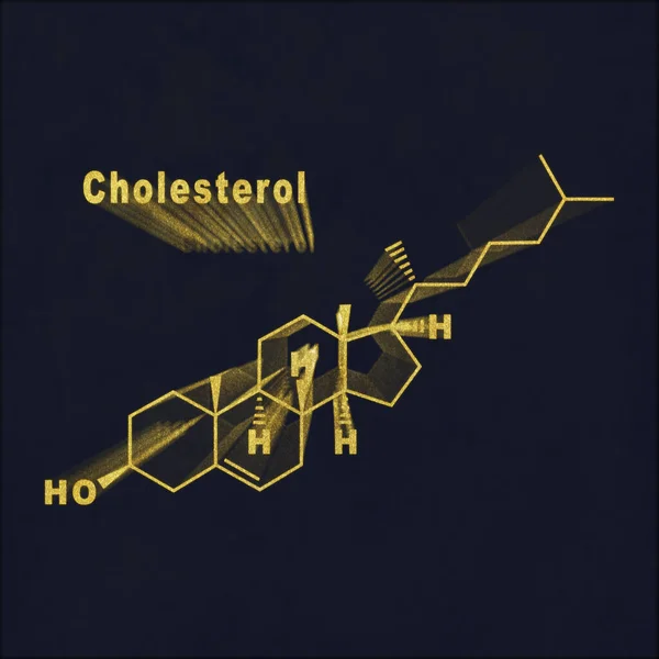 Ormone Del Colesterolo Formula Chimica Strutturale Oro Sfondo Scuro — Foto Stock