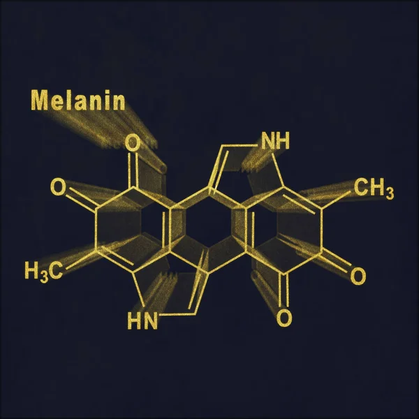Melanina Molécula Fórmula Química Estructural Oro Sobre Fondo Oscuro — Foto de Stock